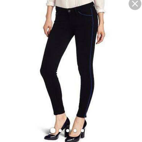 Paige Black Skinny Jeans with Blue Piping - Picture 2 of 8